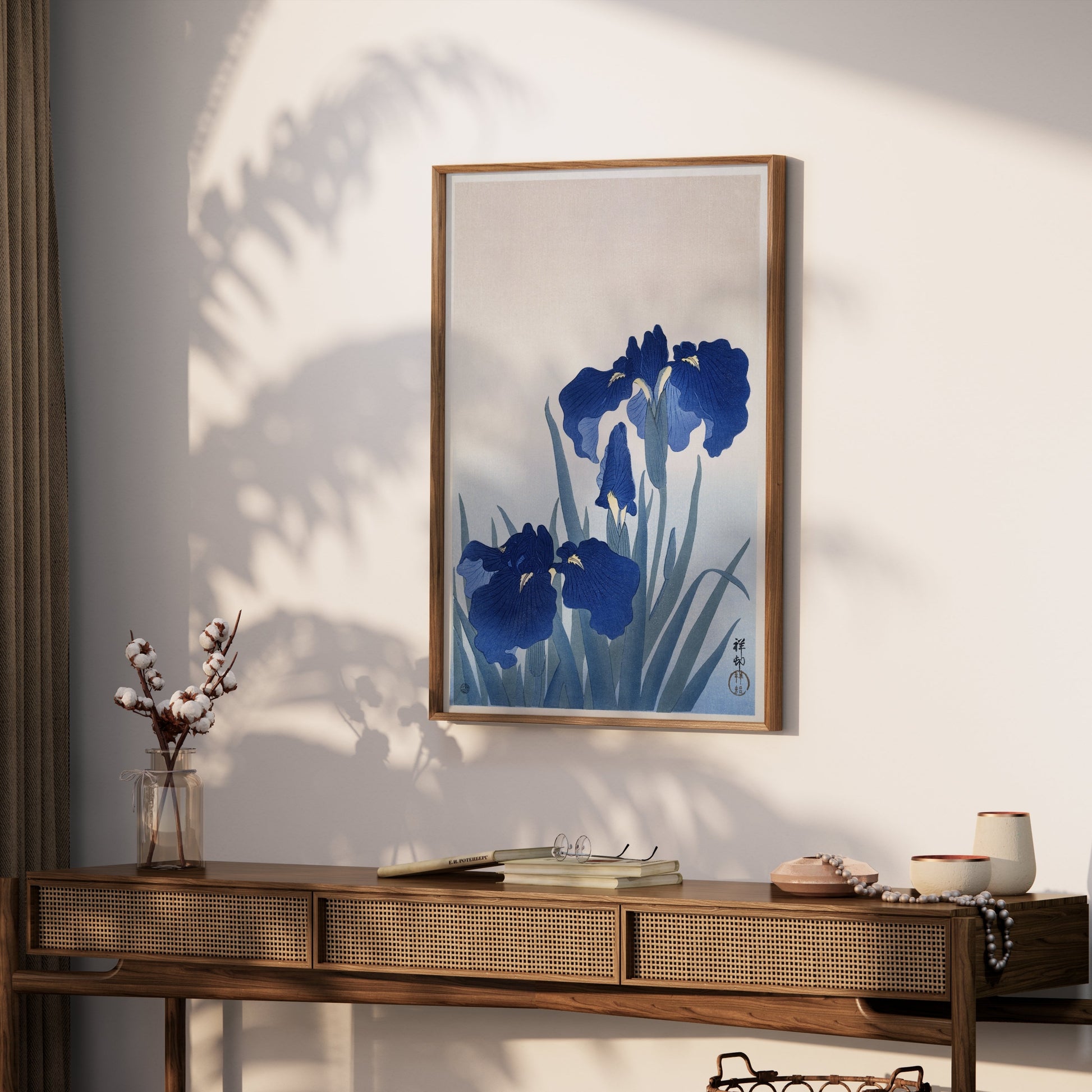 Premium Poster of Elegant Japanese Floral Blue Iris Art Posters