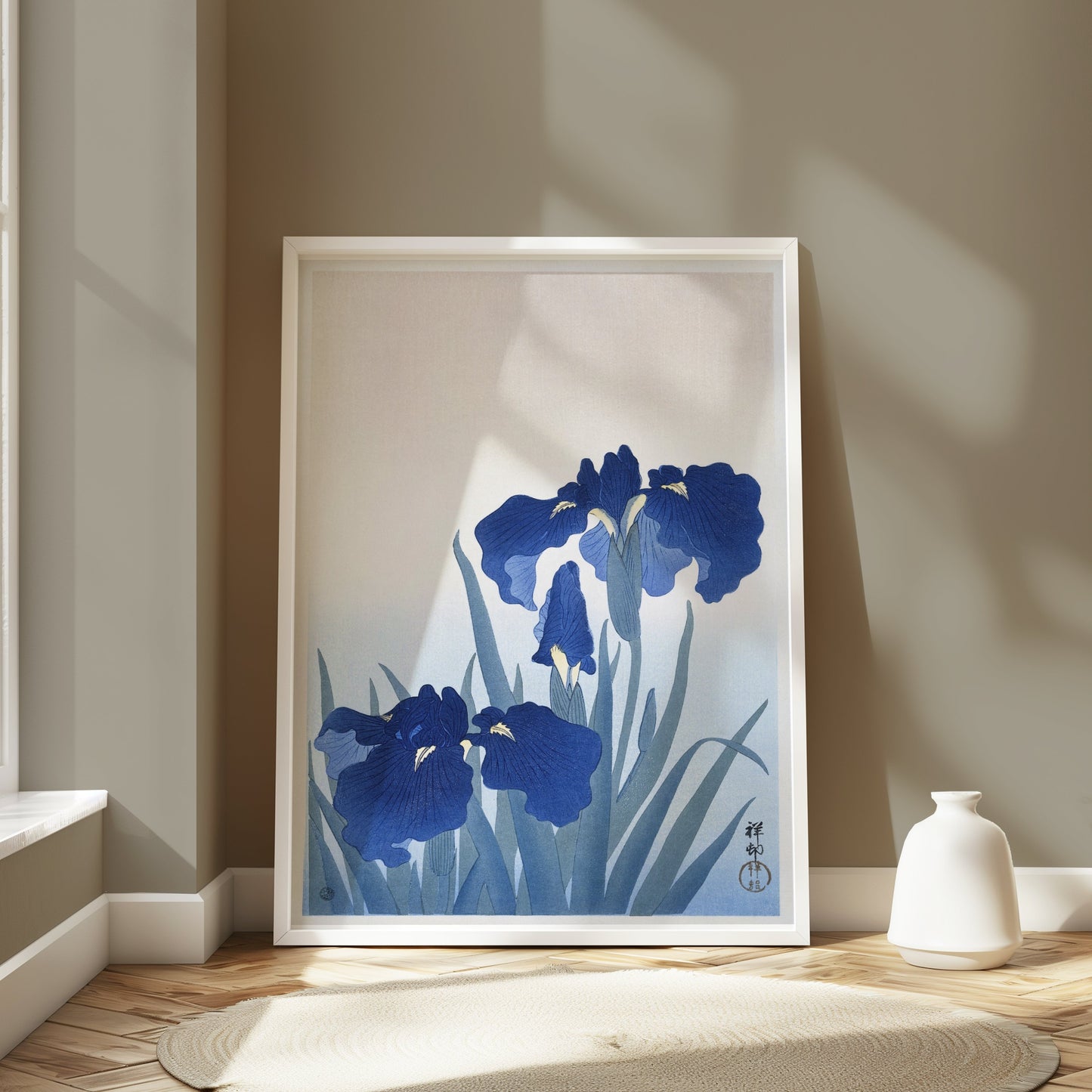 Premium Poster of Elegant Japanese Floral Blue Iris Art Posters