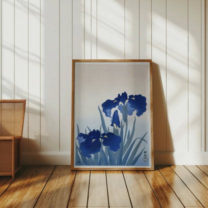 Premium Poster of Elegant Japanese Floral Blue Iris Art Posters
