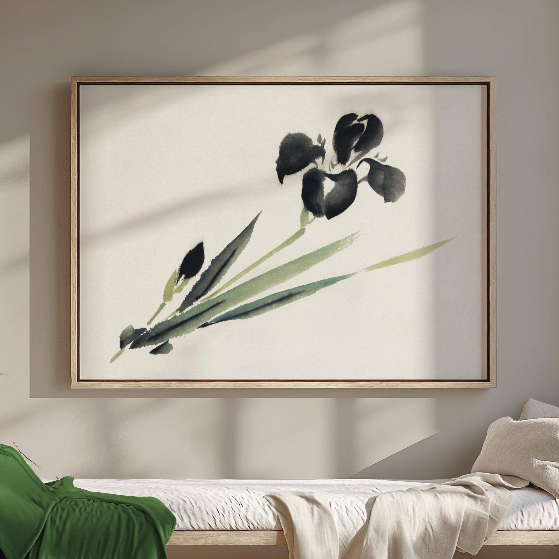 Premium Poster of Elegant Japanese Ink Painting of Iris Floral Art Posters