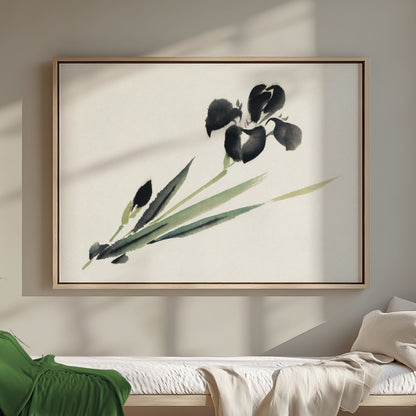Premium Poster of Elegant Japanese Ink Painting of Iris Floral Art Posters