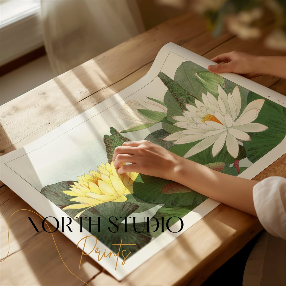 Premium Poster of Elegant Japanese Lily Pad Art Posters