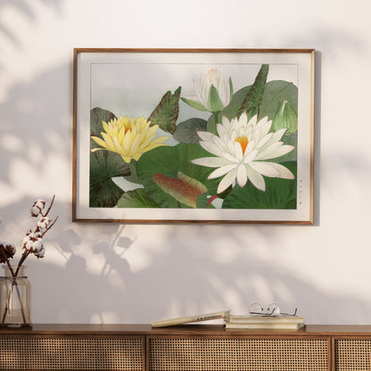 Premium Poster of Elegant Japanese Lily Pad Art Posters