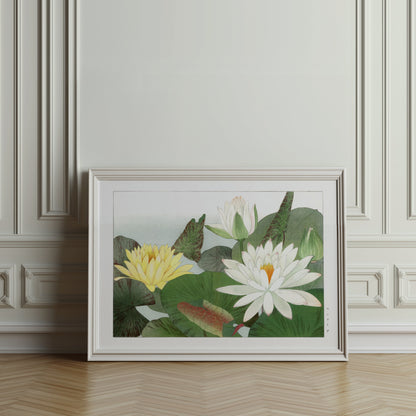 Premium Poster of Elegant Japanese Lily Pad Art Posters