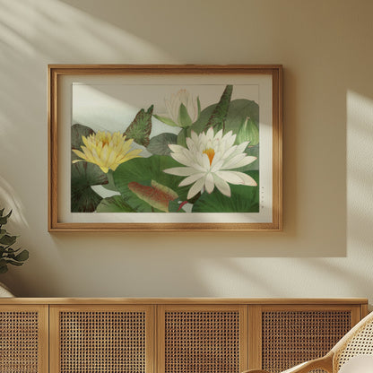 Premium Poster of Elegant Japanese Lily Pad Art Posters