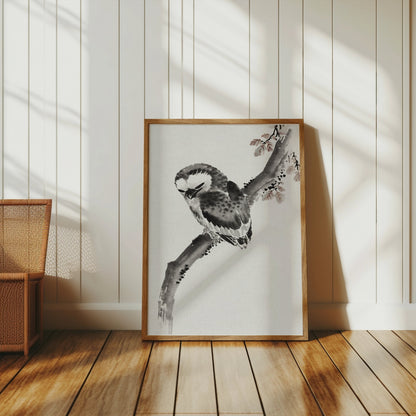 Premium Poster of Elegant Japanese Owl Sitting on a Branch Art Posters