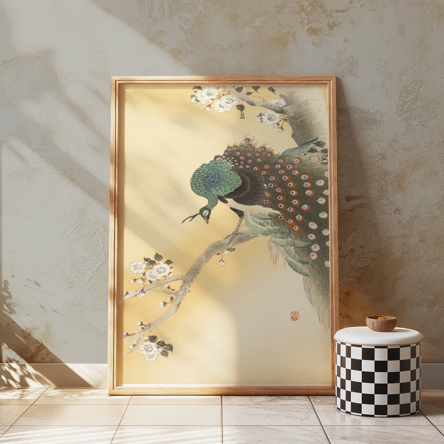 Premium Poster of Elegant Japanese Peacock Painting on Branch Posters
