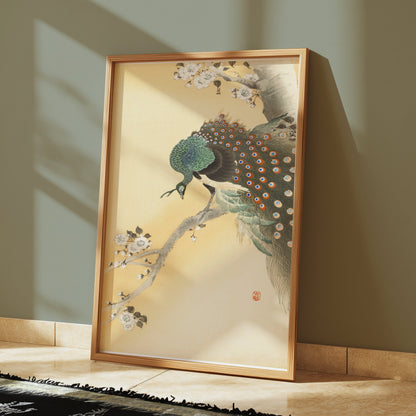 Premium Poster of Elegant Japanese Peacock Painting on Branch Posters