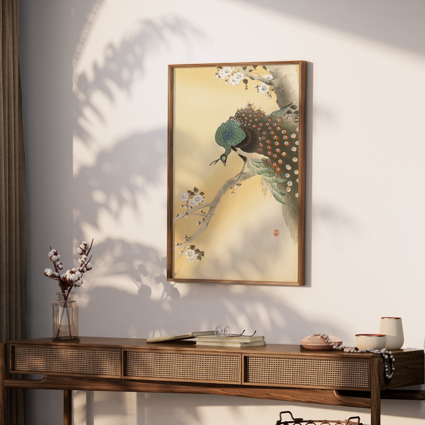 Premium Poster of Elegant Japanese Peacock Painting on Branch Posters