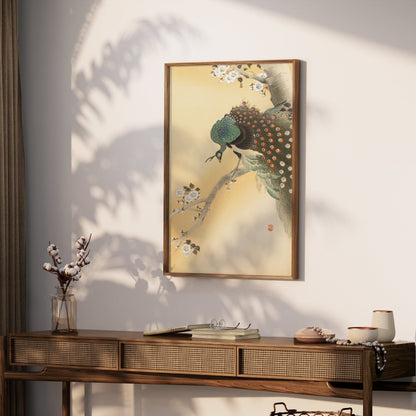 Premium Poster of Elegant Japanese Peacock Painting on Branch Posters