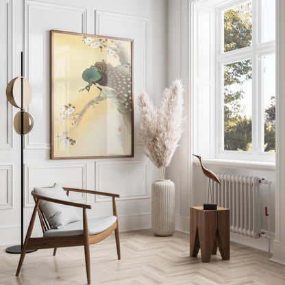 Premium Poster of Elegant Japanese Peacock Painting on Branch Posters