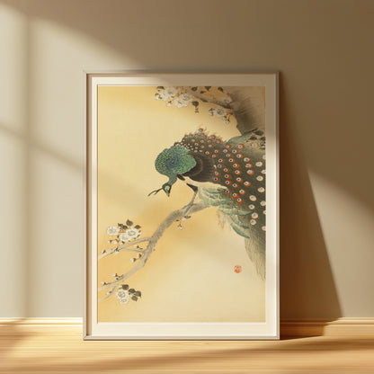 Premium Poster of Elegant Japanese Peacock Painting on Branch Posters