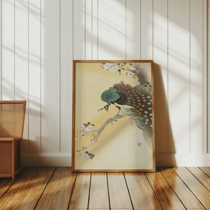 Premium Poster of Elegant Japanese Peacock Painting on Branch Posters