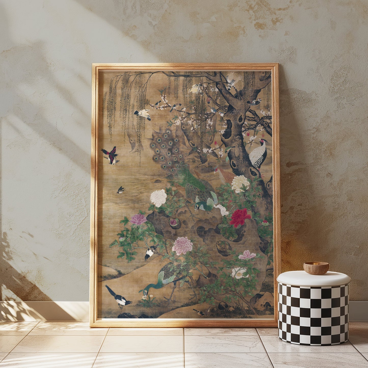 Premium Poster of Elegant Japanese Peacocks Blossoms and Birds Art Posters