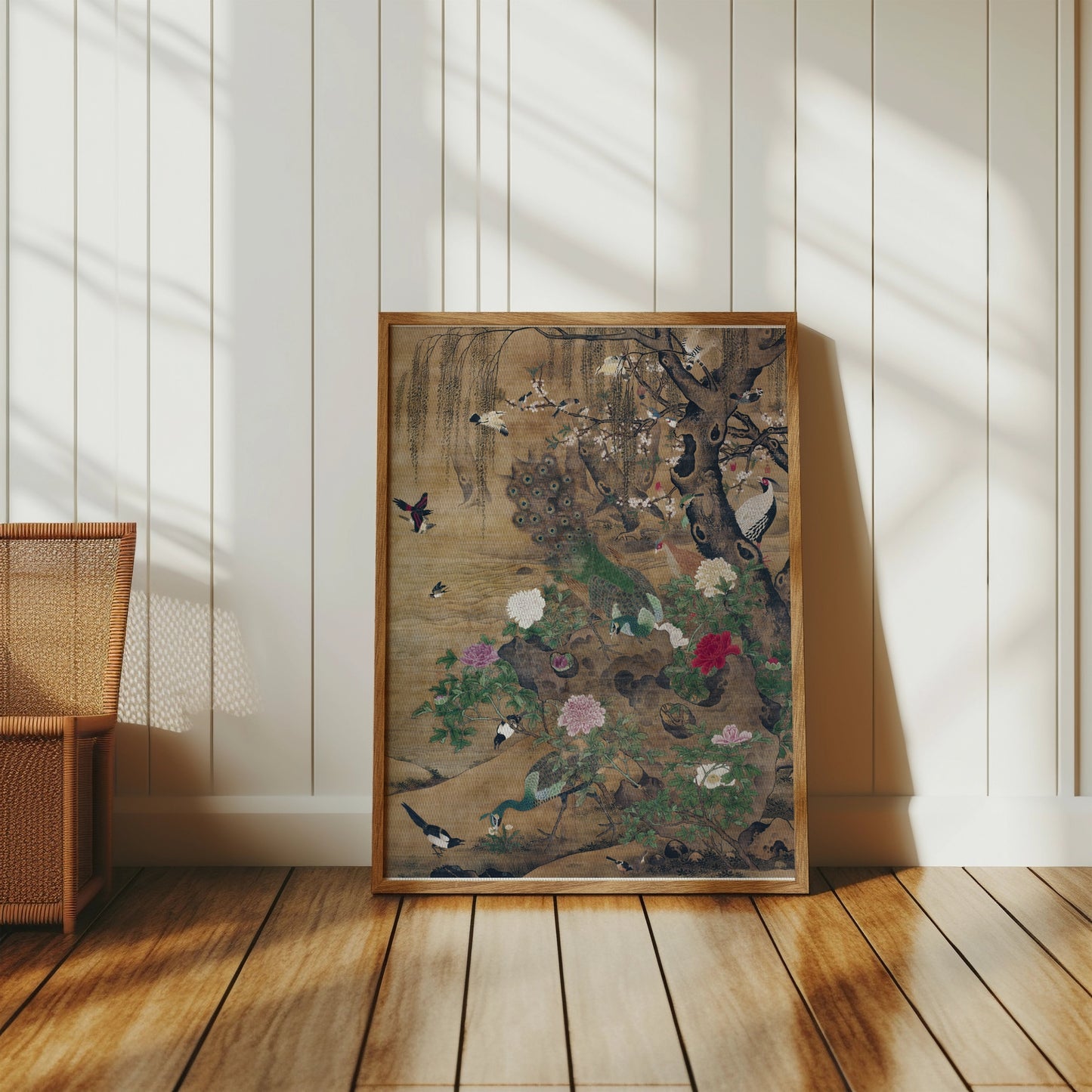 Premium Poster of Elegant Japanese Peacocks Blossoms and Birds Art Posters