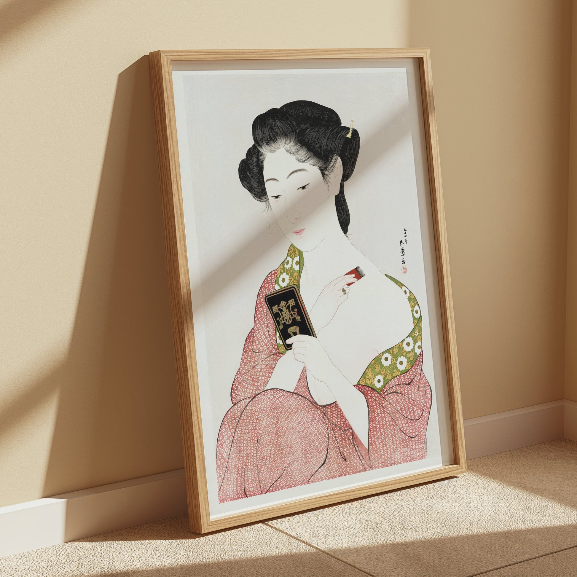 Premium Poster of Elegant Japanese Woman in Traditional Kimono Posters