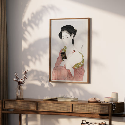 Premium Poster of Elegant Japanese Woman in Traditional Kimono Posters