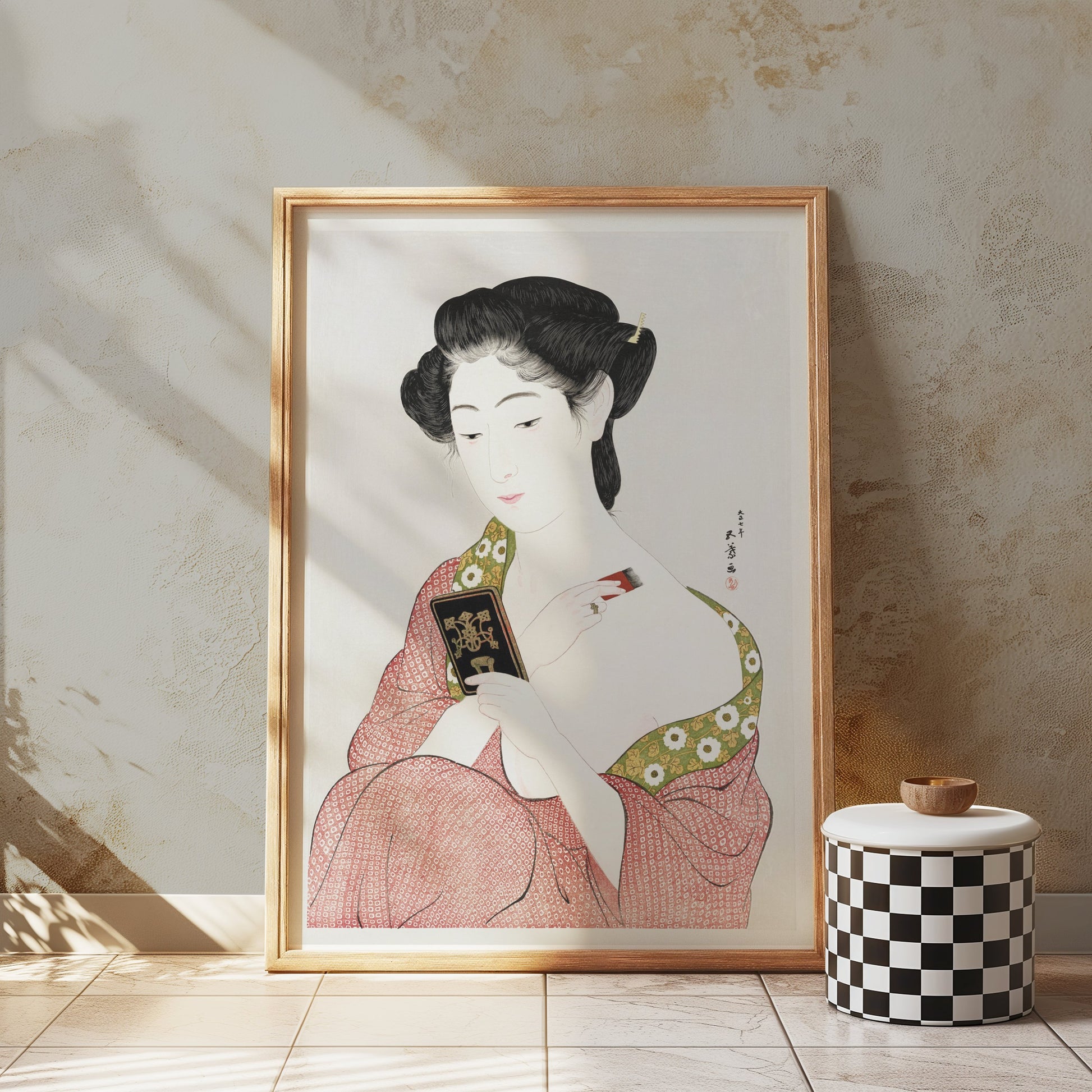 Premium Poster of Elegant Japanese Woman in Traditional Kimono Posters