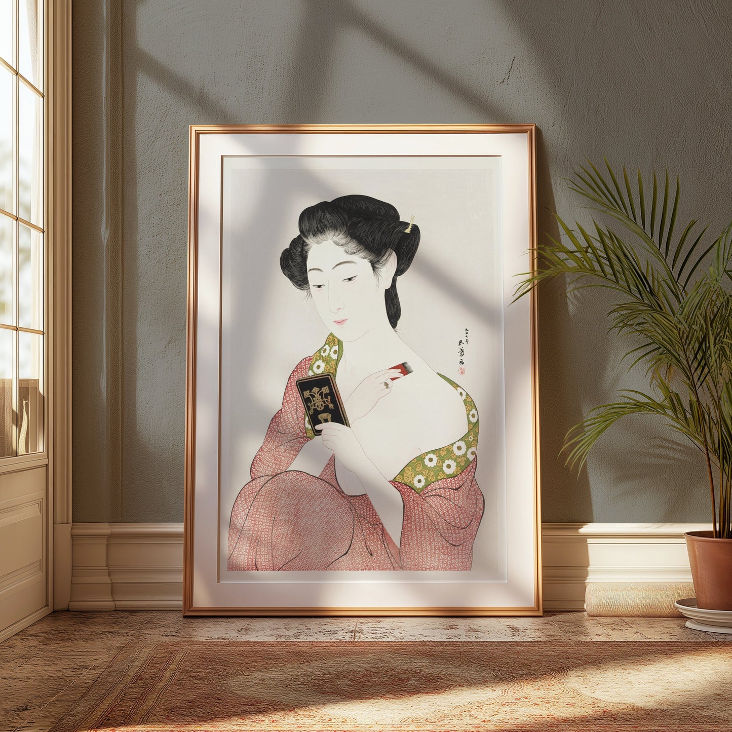 Premium Poster of Elegant Japanese Woman in Traditional Kimono Posters