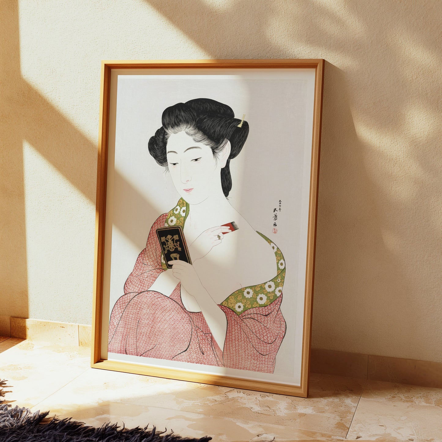 Premium Poster of Elegant Japanese Woman in Traditional Kimono Posters