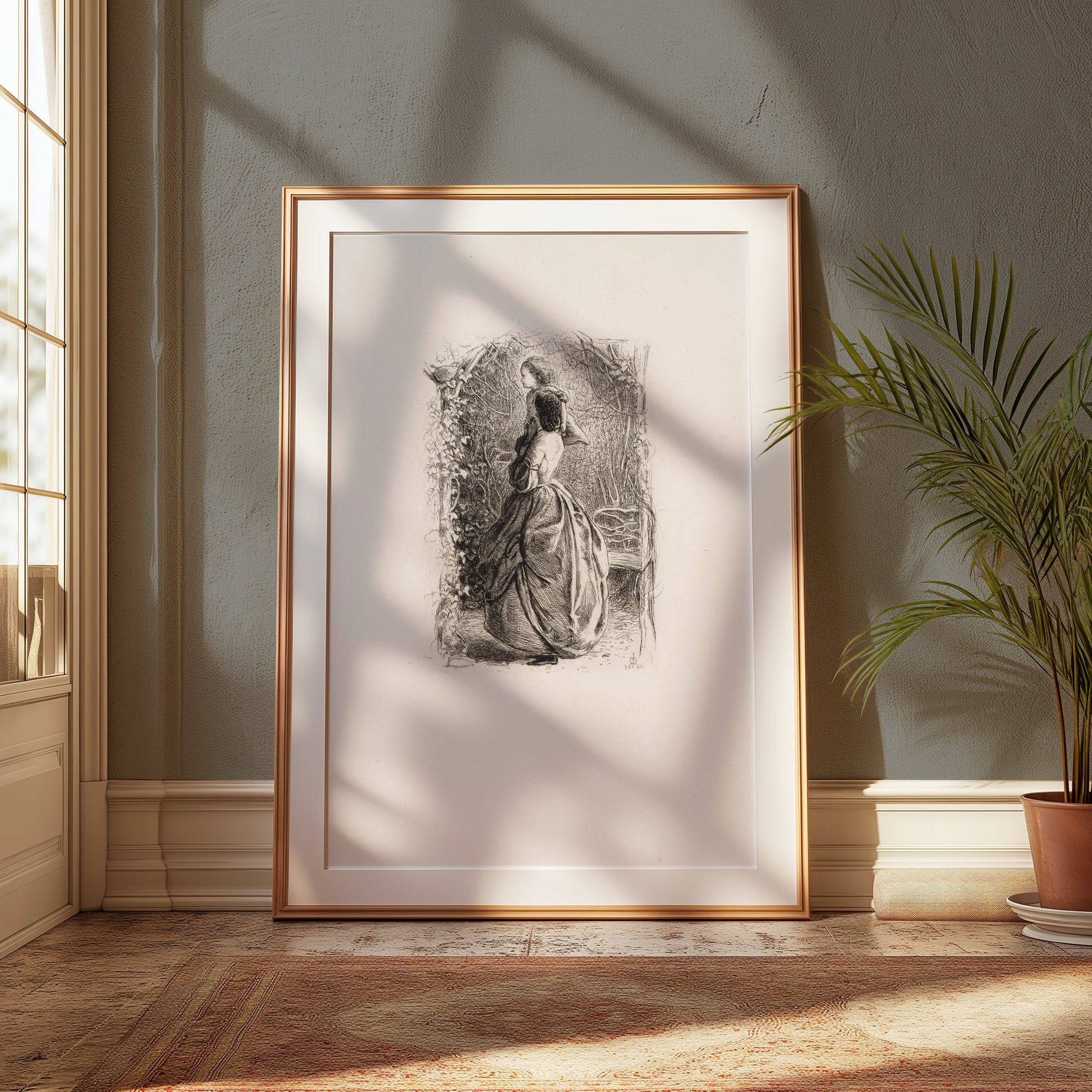 Premium Poster of Elegant Lady in Victorian Dress Art Print Posters