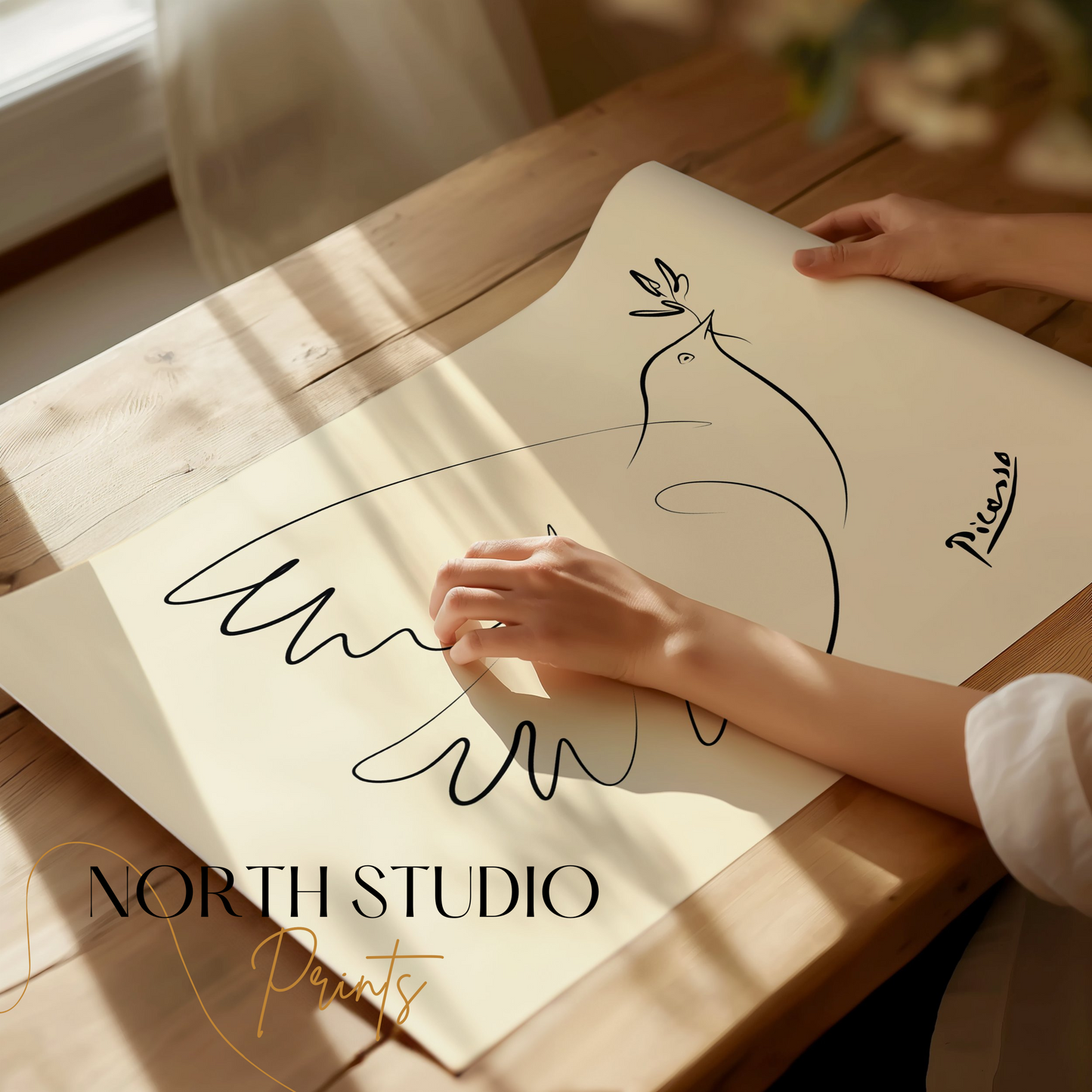 Premium Poster of Elegant Line Art Dove Peace Symbol Posters