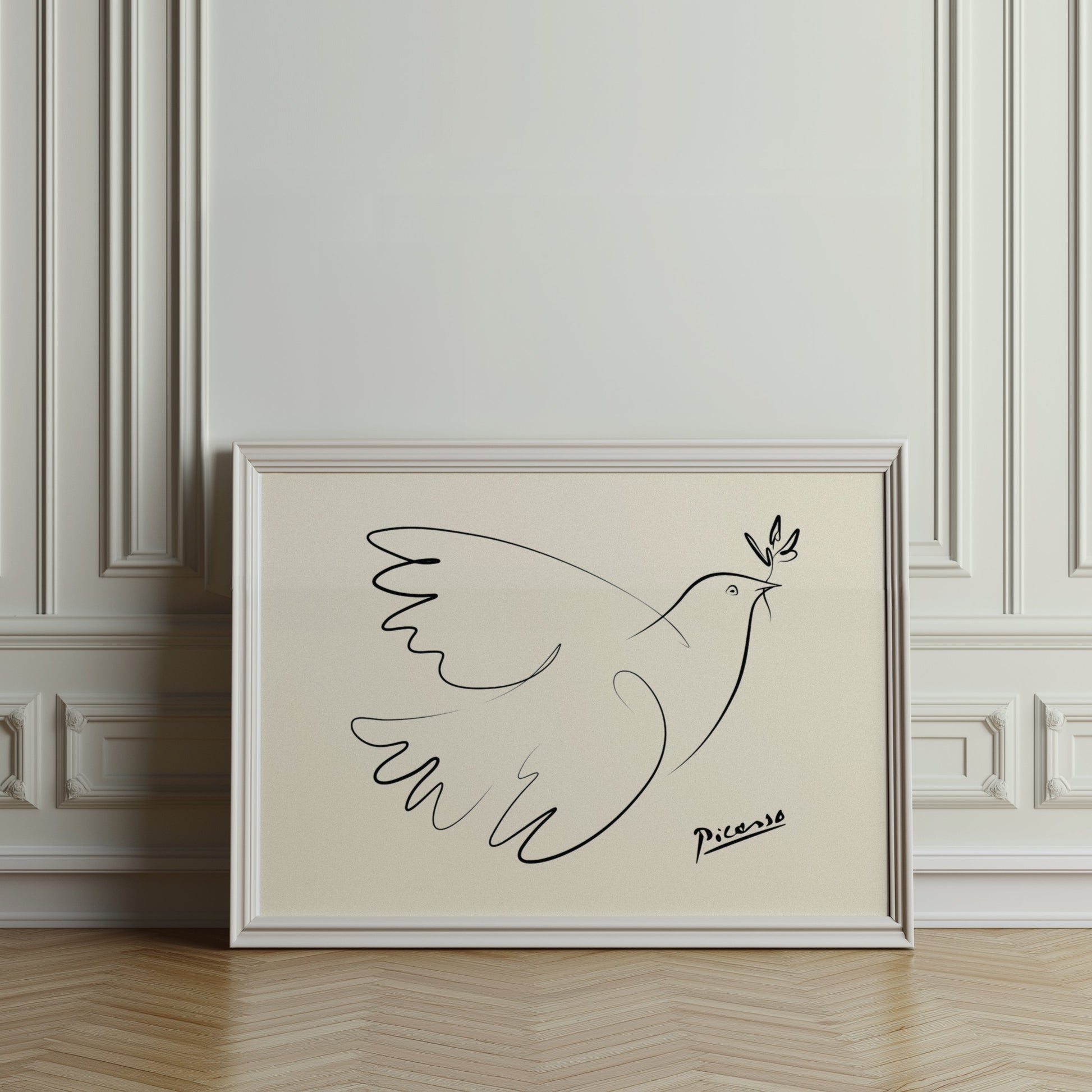 Premium Poster of Elegant Line Art Dove Peace Symbol Posters