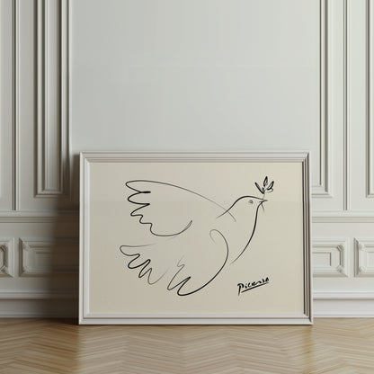 Premium Poster of Elegant Line Art Dove Peace Symbol Posters