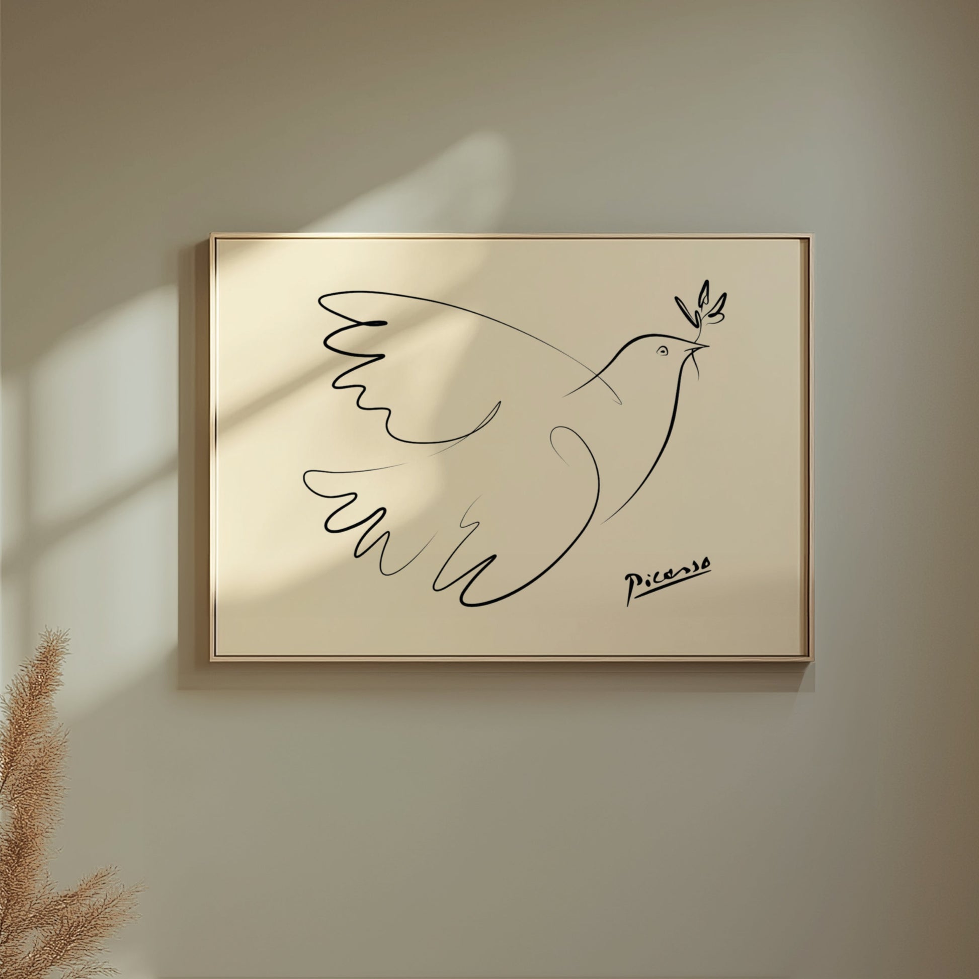 Premium Poster of Elegant Line Art Dove Peace Symbol Posters