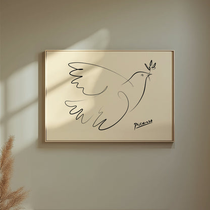 Premium Poster of Elegant Line Art Dove Peace Symbol Posters