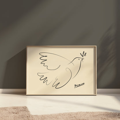 Premium Poster of Elegant Line Art Dove Peace Symbol Posters