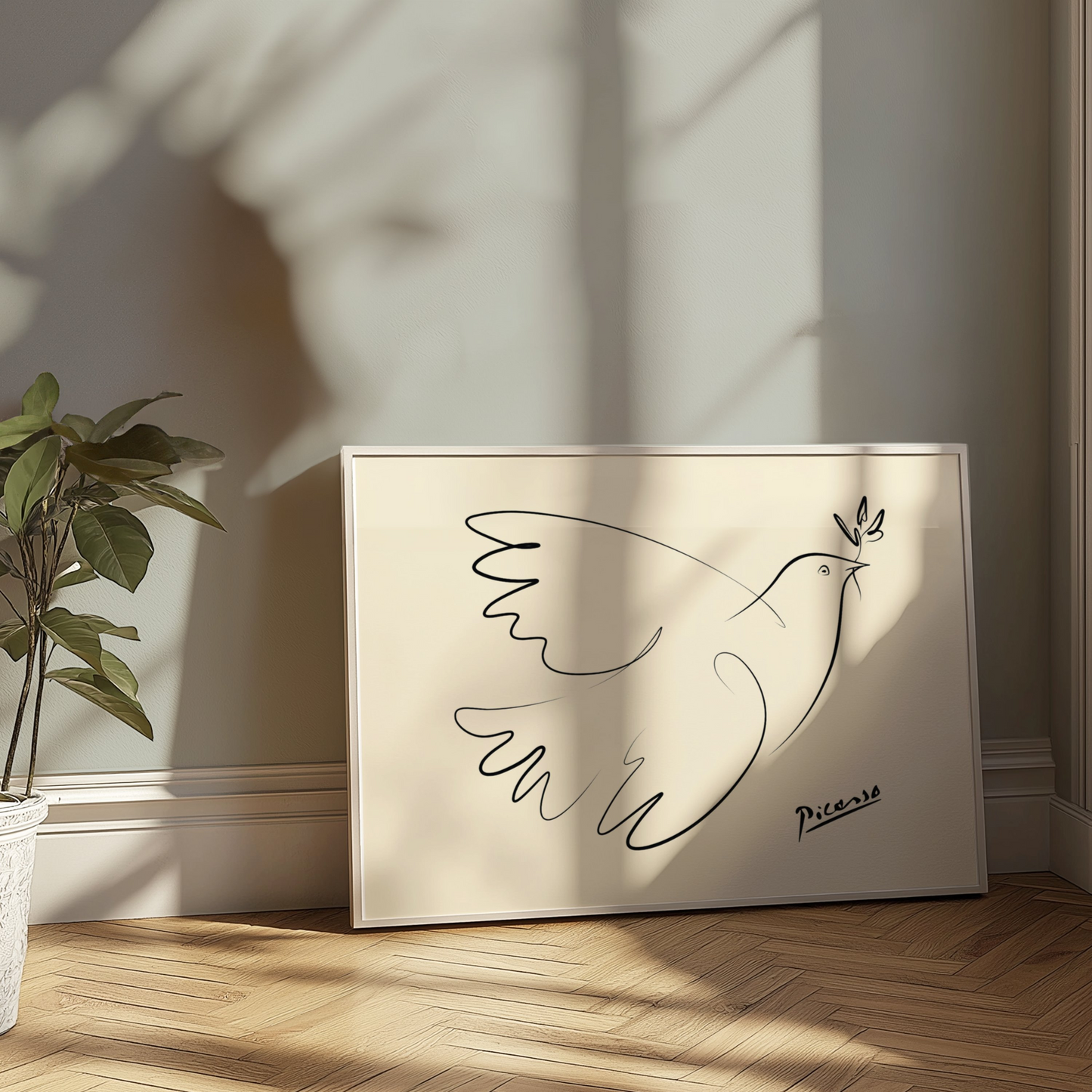 Premium Poster of Elegant Line Art Dove Peace Symbol Posters