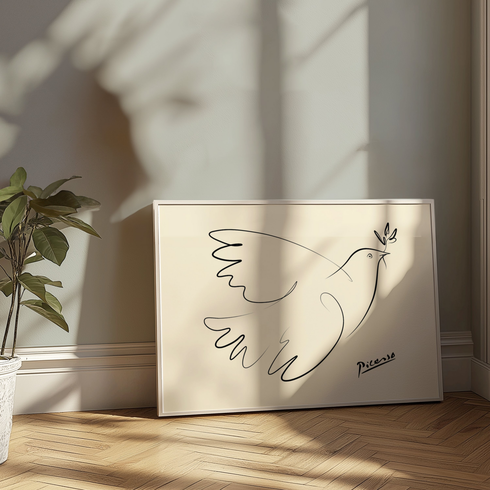 Premium Poster of Elegant Line Art Dove Peace Symbol Posters