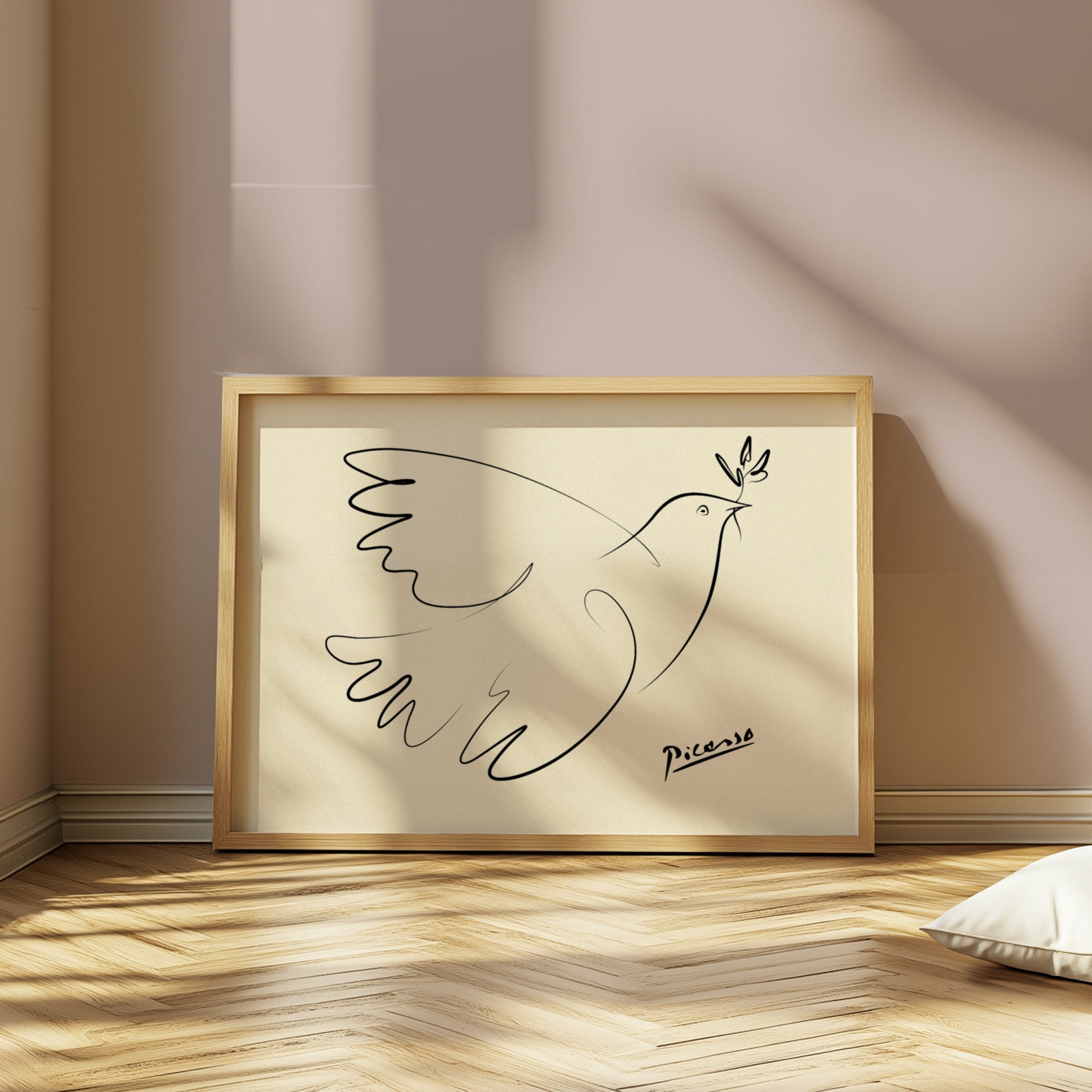 Premium Poster of Elegant Line Art Dove Peace Symbol Posters