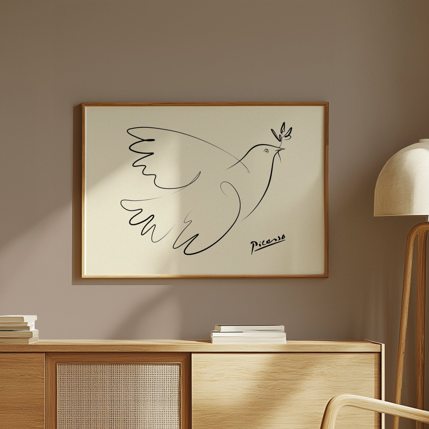 Premium Poster of Elegant Line Art Dove Peace Symbol Posters