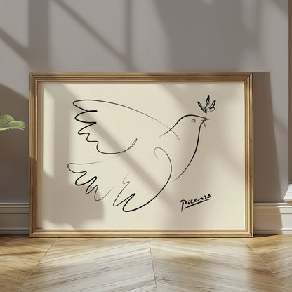 Premium Poster of Elegant Line Art Dove Peace Symbol Posters