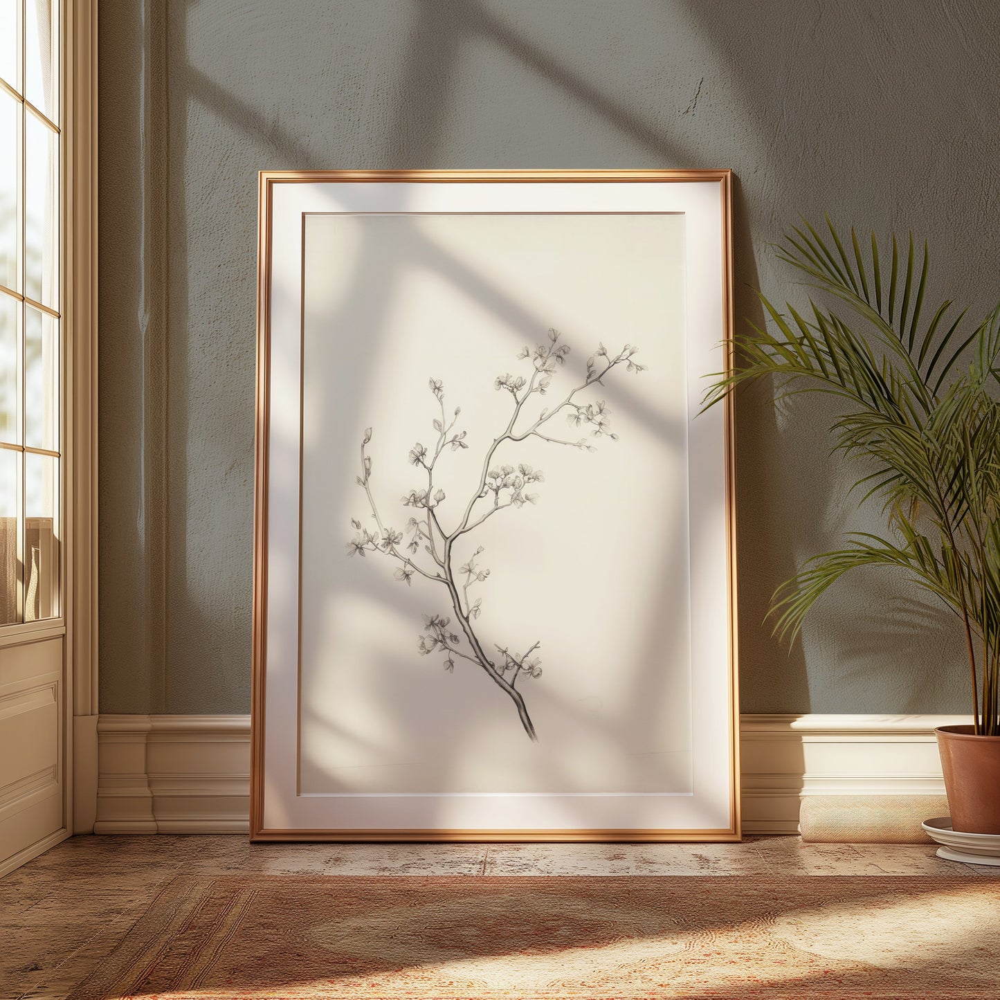 Premium Poster of Elegant Minimalistic Flower Branch Drawing Posters