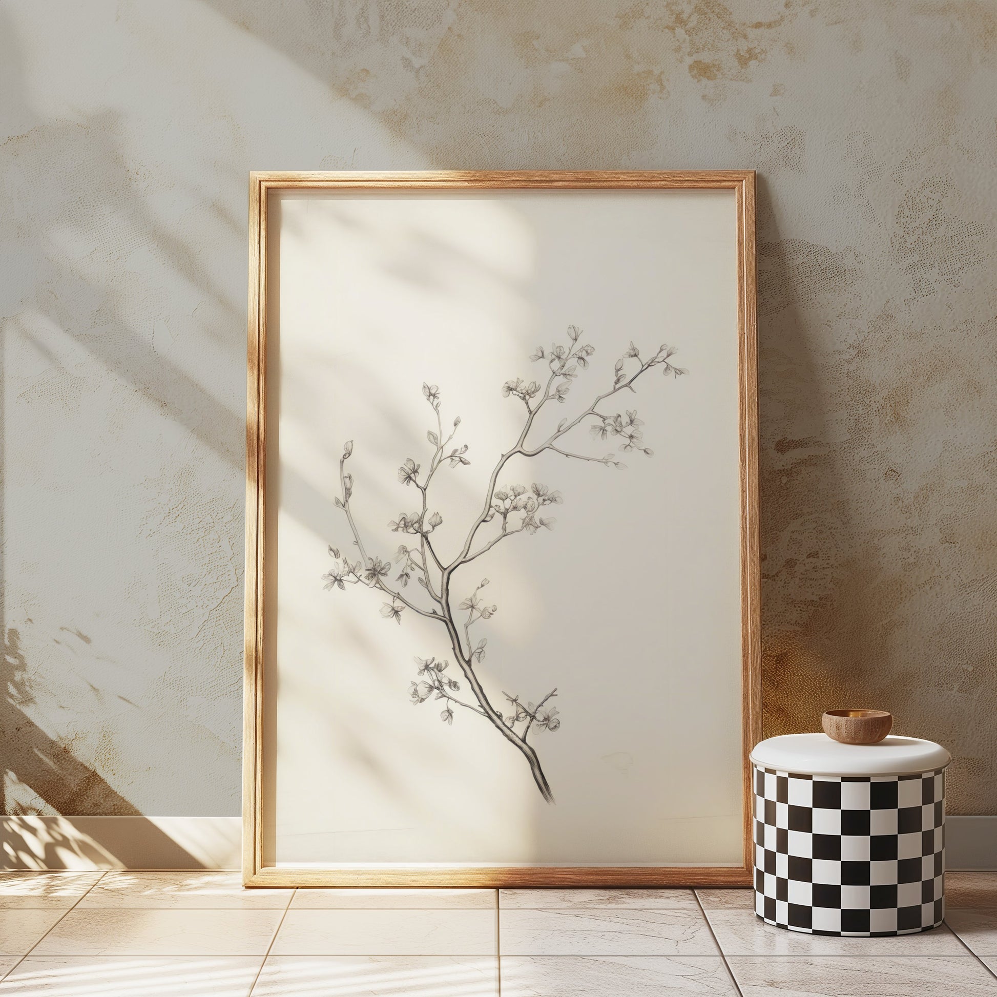 Premium Poster of Elegant Minimalistic Flower Branch Drawing Posters