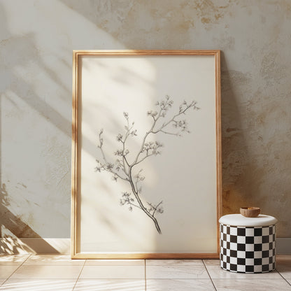 Premium Poster of Elegant Minimalistic Flower Branch Drawing Posters
