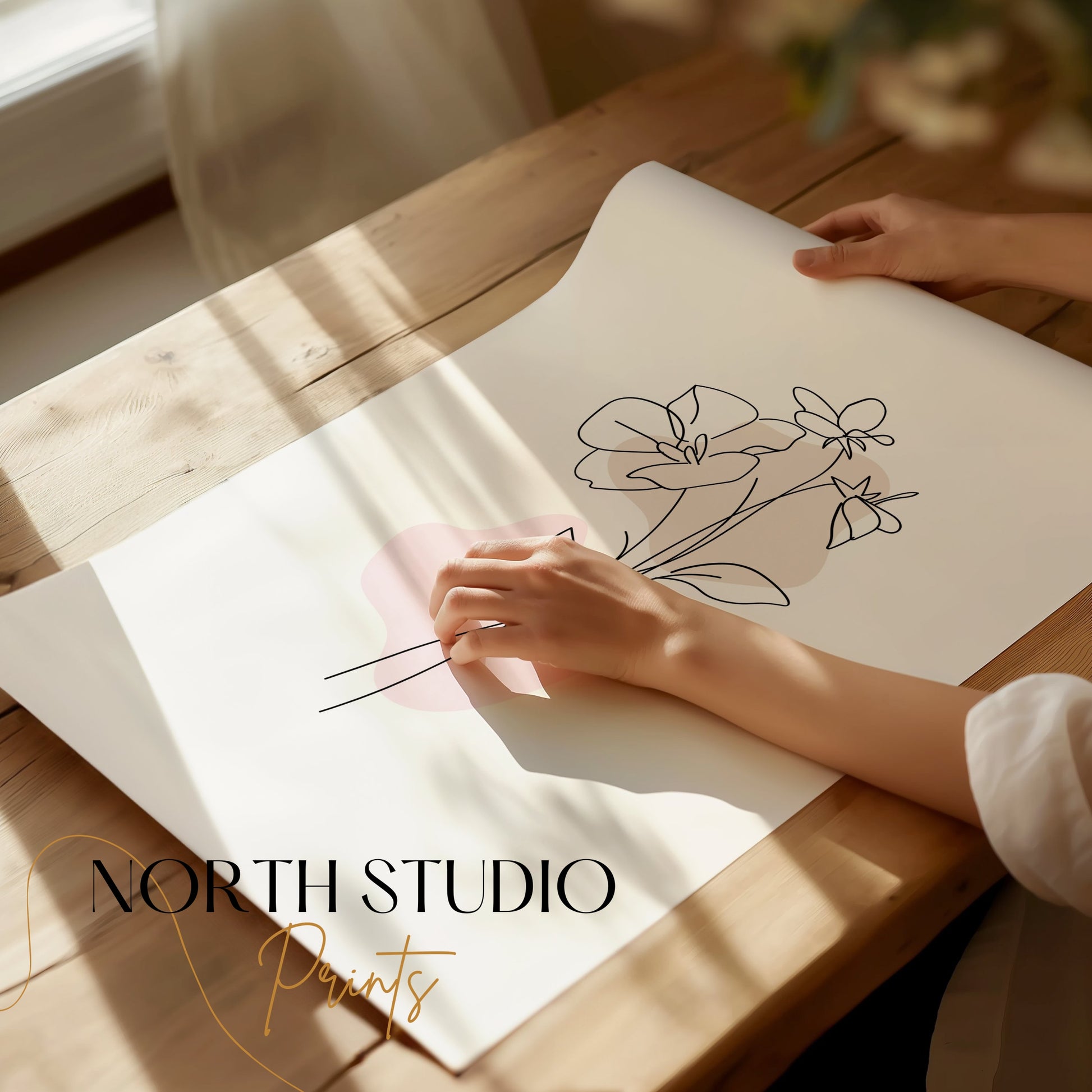 Premium Poster of Elegant Minimalistic Flower Line Art Posters