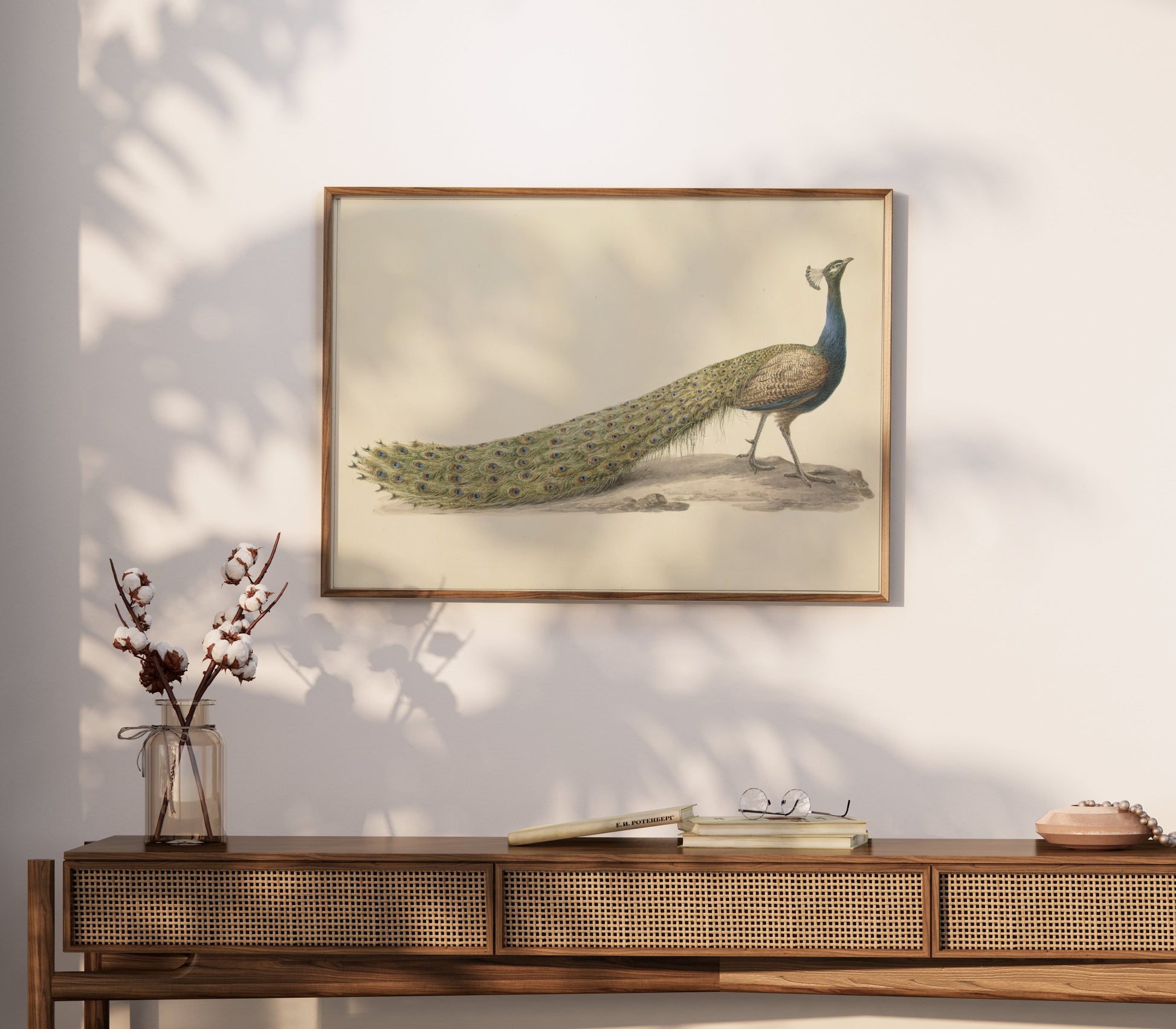 Premium Poster of Elegant Peacock Illustration Japanese Art Posters