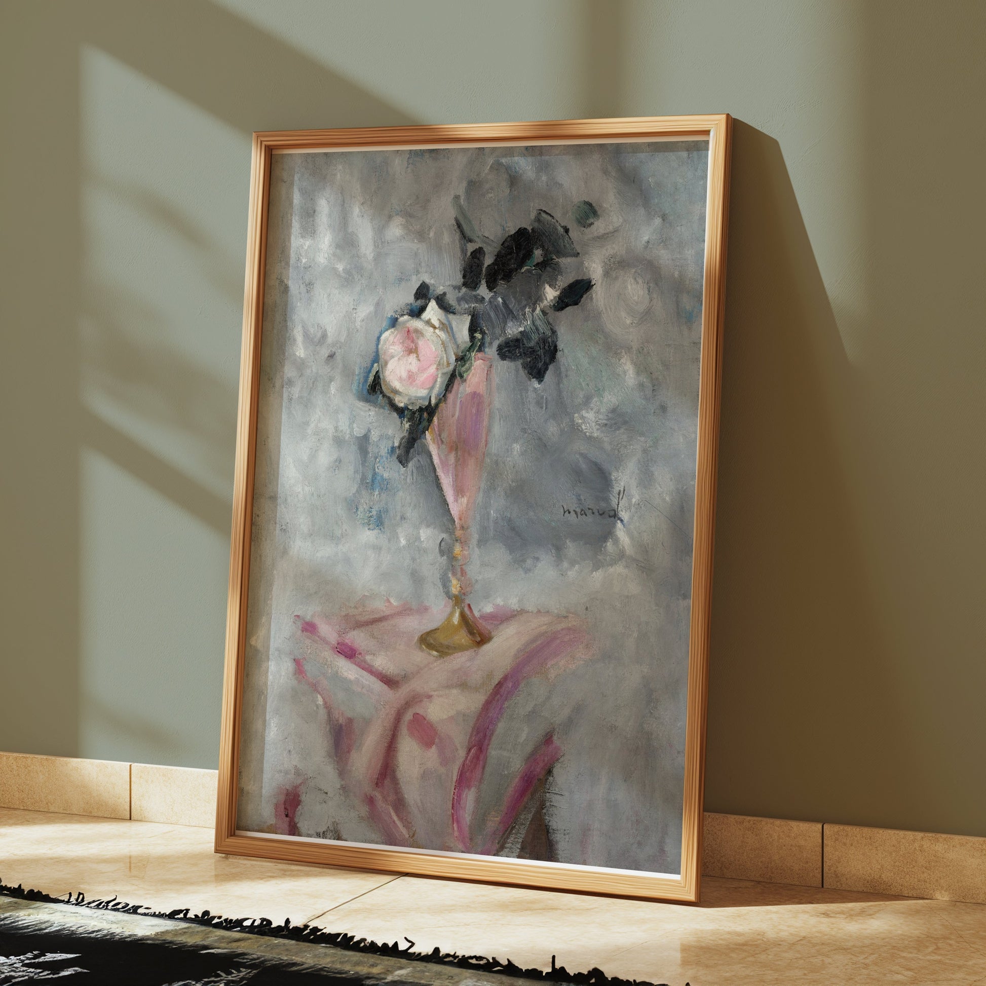 Premium Poster of Elegant Pink Vase with Floral Arrangement Posters