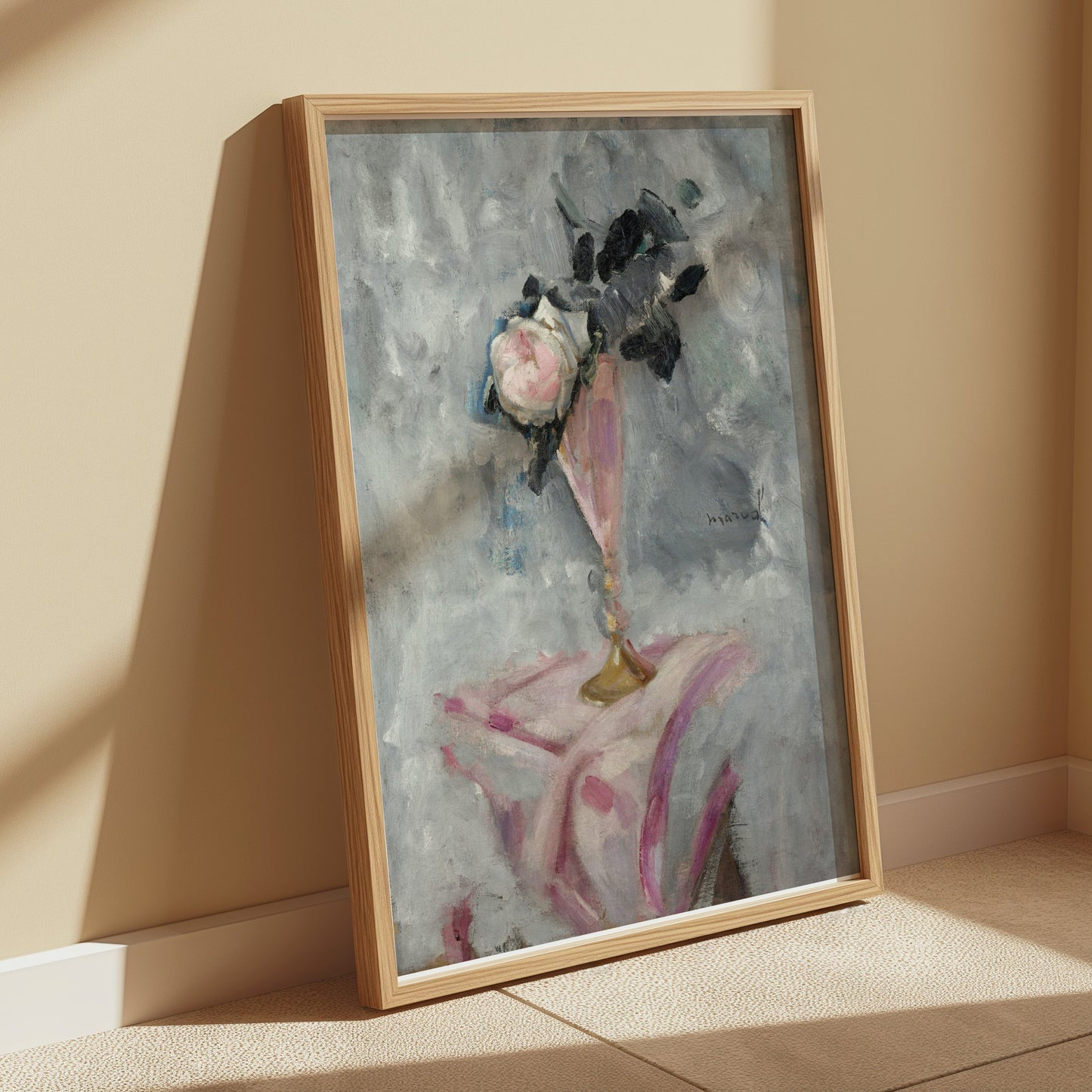 Premium Poster of Elegant Pink Vase with Floral Arrangement Posters