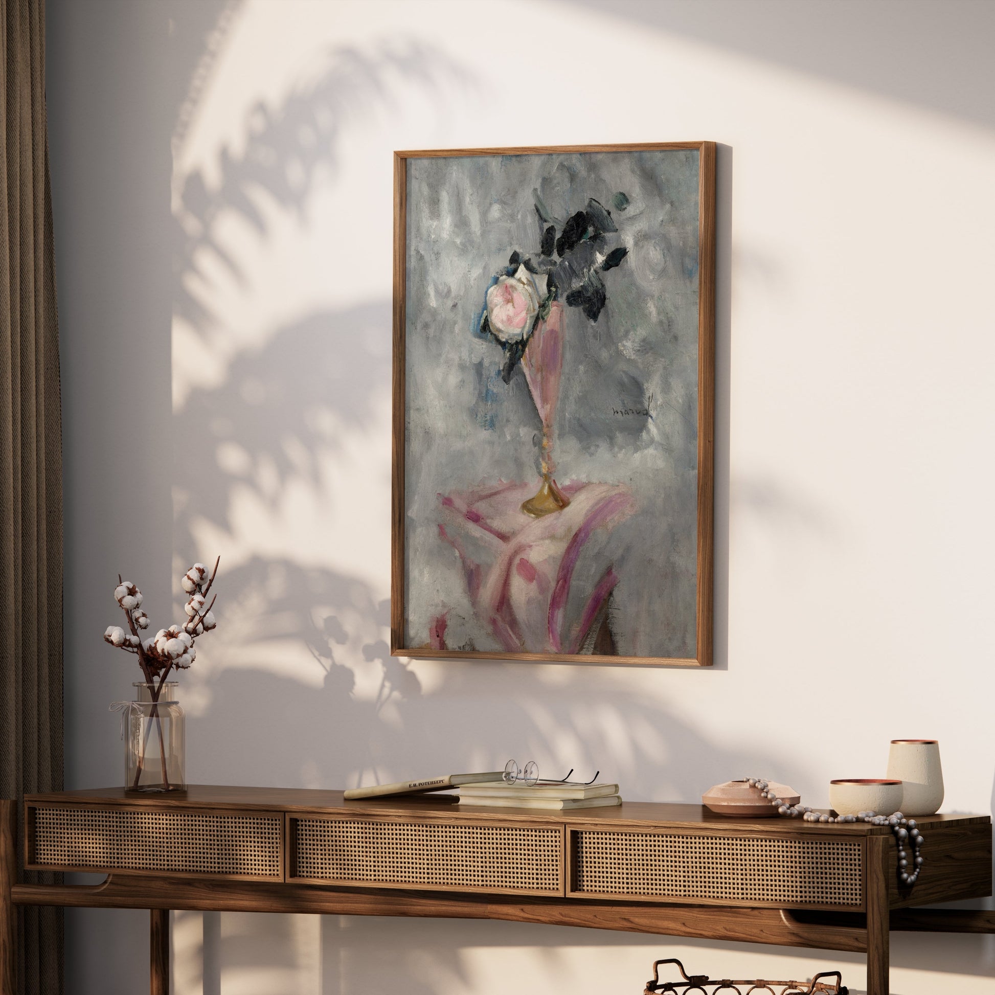 Premium Poster of Elegant Pink Vase with Floral Arrangement Posters