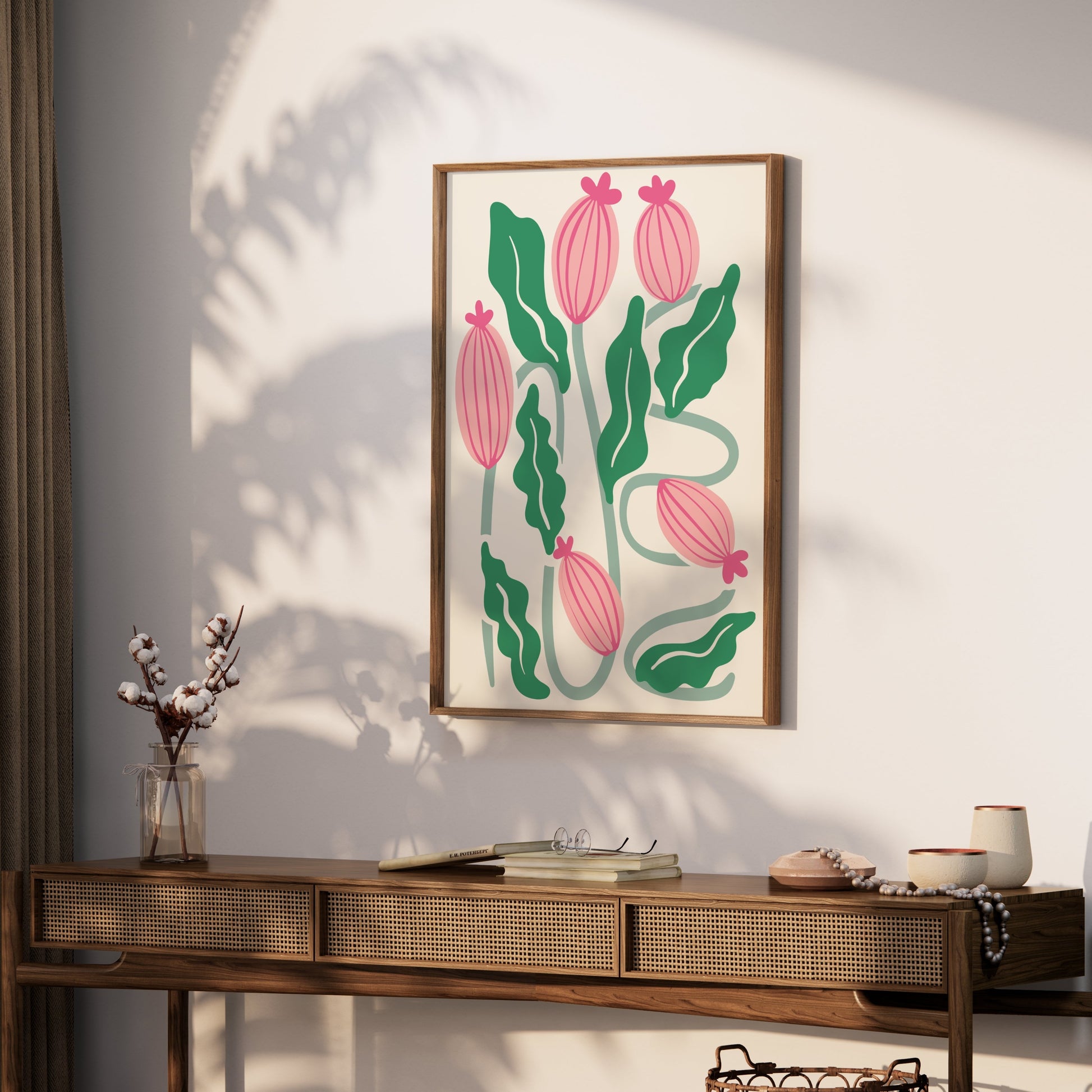 Premium Poster of Elegant Pink and Green Botanical Art Posters