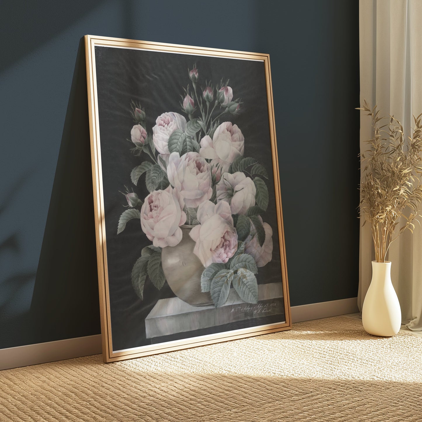 Premium Poster of Elegant Pink and White Peonies Vase Theme Posters