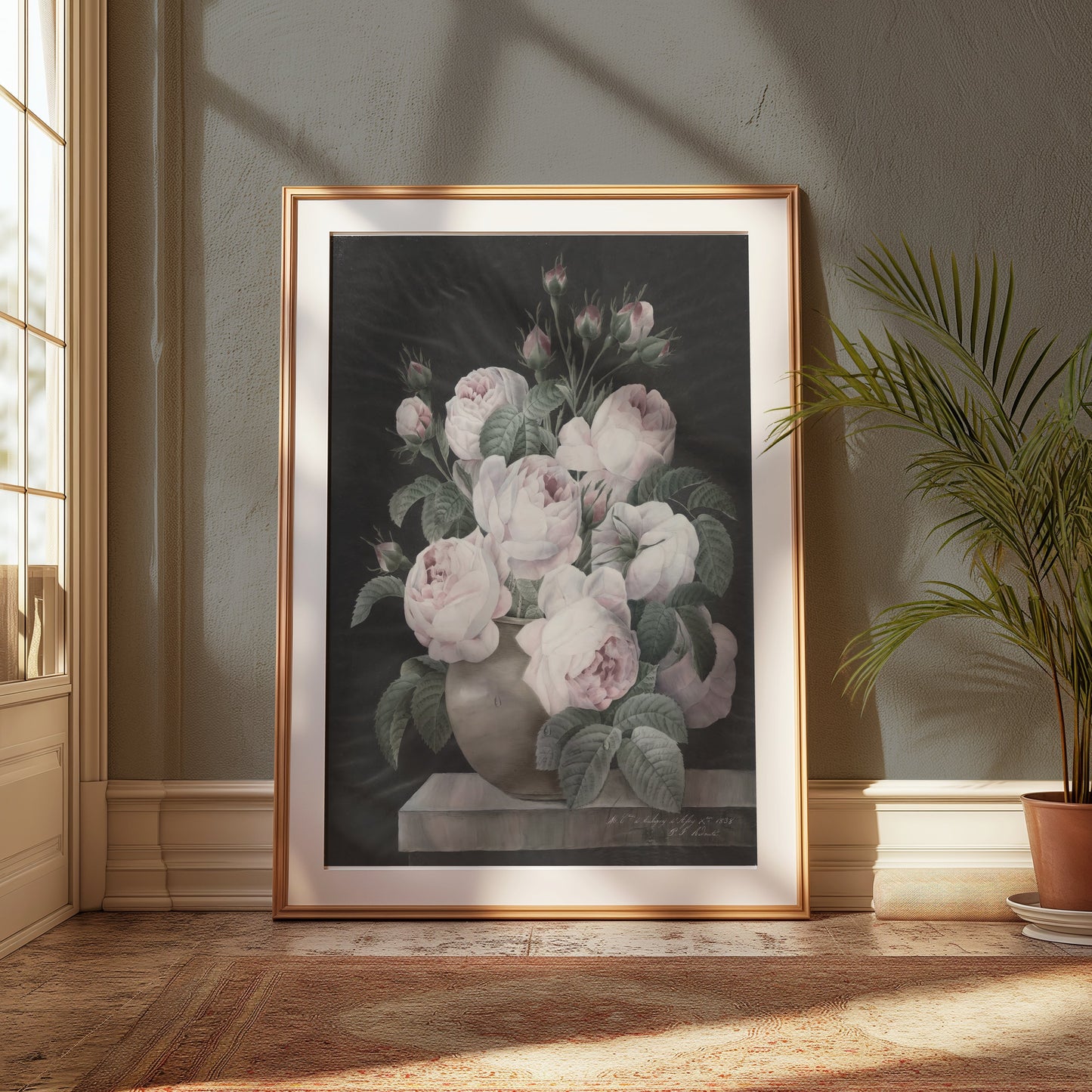 Premium Poster of Elegant Pink and White Peonies Vase Theme Posters