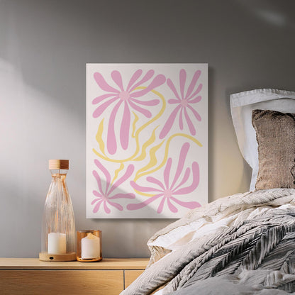 Premium Poster of Elegant Pink and Yellow Floral Wall Art Canvas Wraps