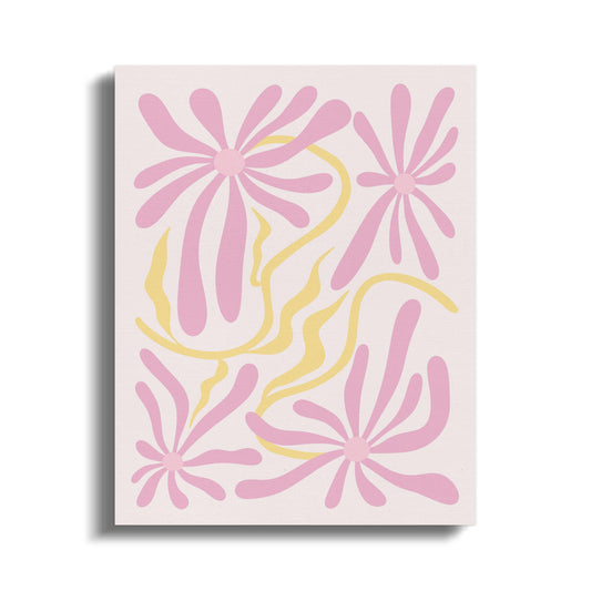 Premium Poster of Elegant Pink and Yellow Floral Wall Art Canvas Wraps