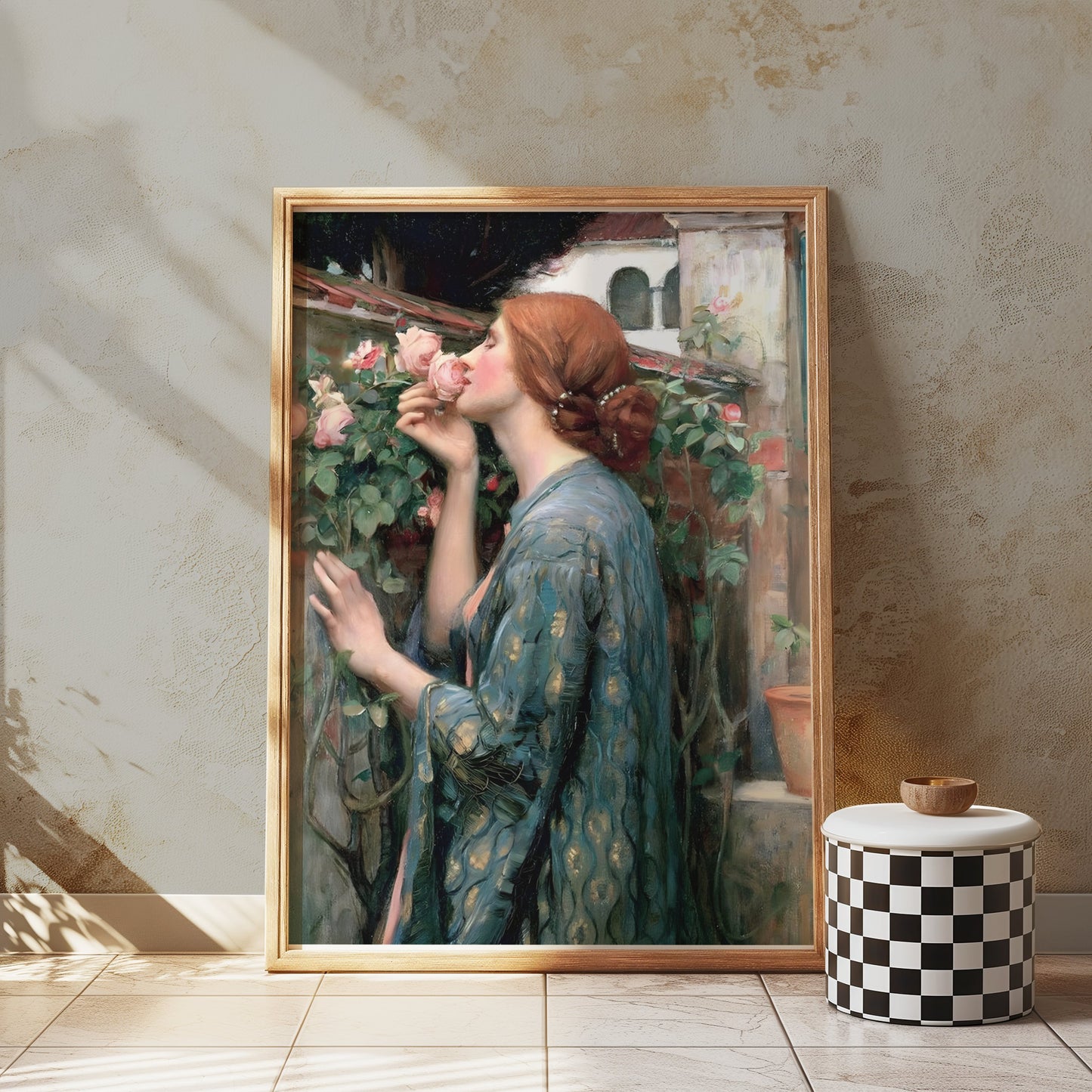 Premium Poster of Elegant Portrait of Woman Surrounded by Roses Posters